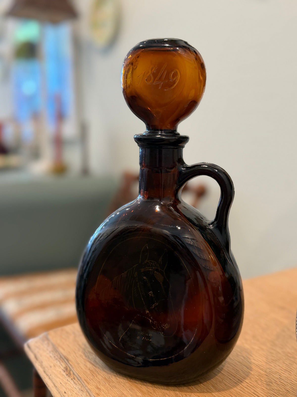 Vintage Amber Horse Decanter